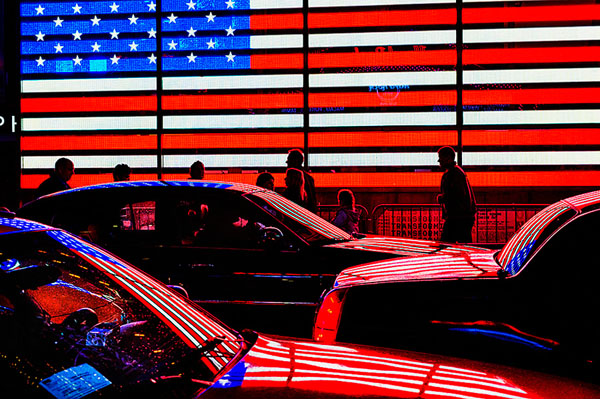 Photograph Mitchell Funk Neon Flag Reflections on One Eyeland