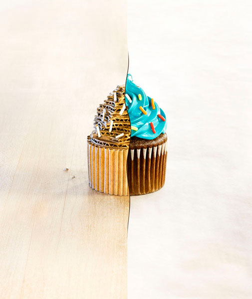Photograph Glen Gyssler Half Cardboard Half Cupcake on One Eyeland