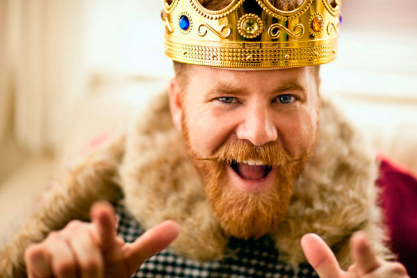 Photograph Jim Erickson Portrait Of Excited Mid Adult Man Wearing Crown on One Eyeland