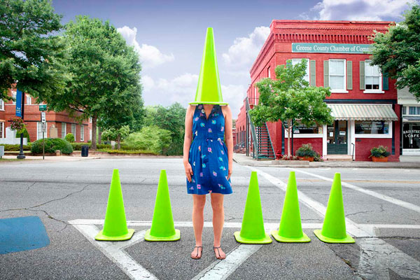 Photograph John Fulton Caroline Cone Helmet on One Eyeland
