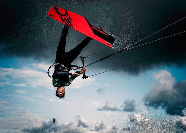 Photograph Ben Welsh Kitesurf Action on One Eyeland