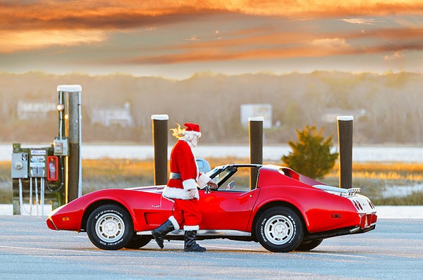 Photograph Mitchell Funk Santa Claus Corvette on One Eyeland