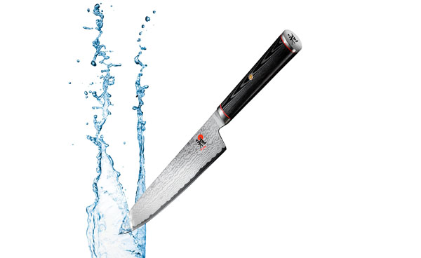 Photograph Steve Temple Miyabi Chefs Knife on One Eyeland