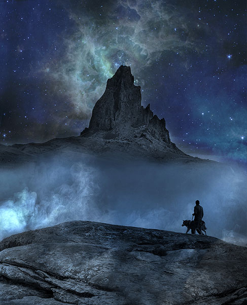 Photograph Ann Cutting Science Fiction Man And Dog on One Eyeland