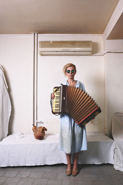 Photograph Kiril Stanoev Man And Woman With Accordion on One Eyeland
