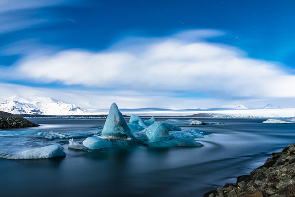 Photograph G Sharad Haksar Icebergs In The Moonlight Iceland on One Eyeland