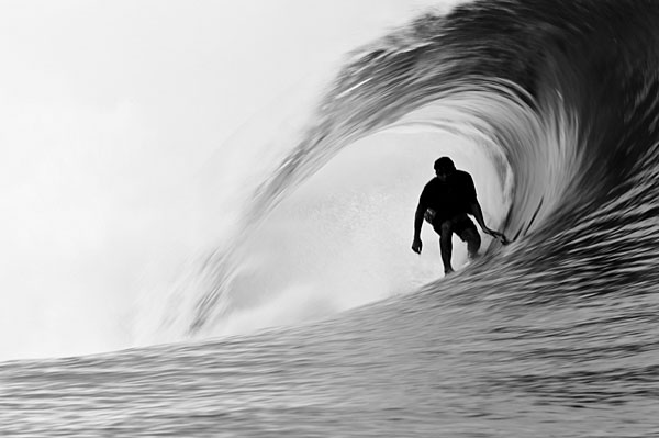 Photograph Ryan Struck Surfing A Black And White Tunnel on One Eyeland