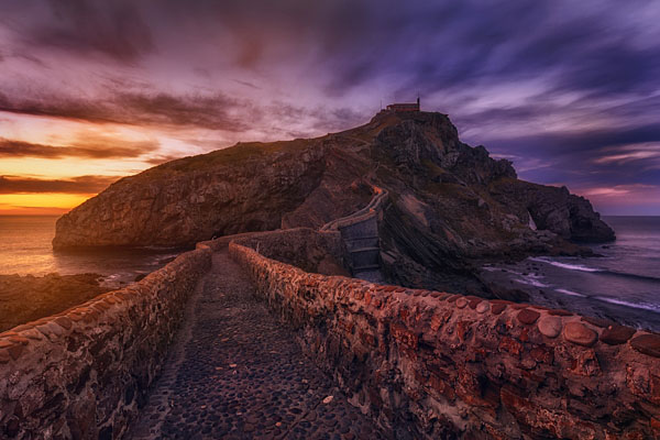 Photograph Ivan Ferrero Sunset In Gaztelugatze on One Eyeland