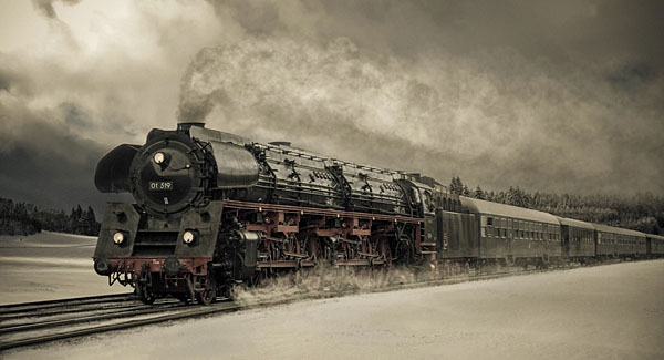 Photograph Joachim Stroelin Steam Power Locomotive on One Eyeland