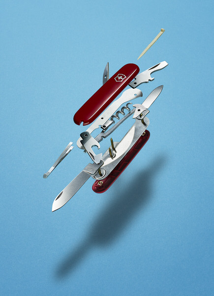 Photograph Tal Silverman Victorinox Exploded Knife on One Eyeland