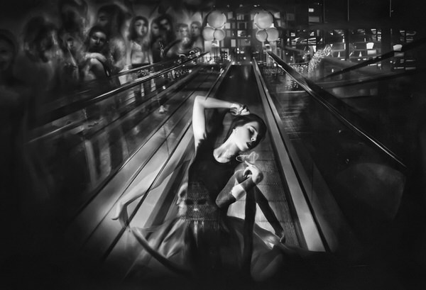 Photograph Ekaterina Zagustina Welcome To Void The Lost Stairway Bw on One Eyeland