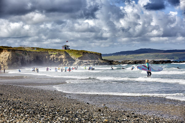Photograph Chris Frazer Smith St Ives Bay Surfers on One Eyeland