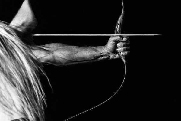 Photograph Tim Booth Horseback Archer Tom Drury on One Eyeland