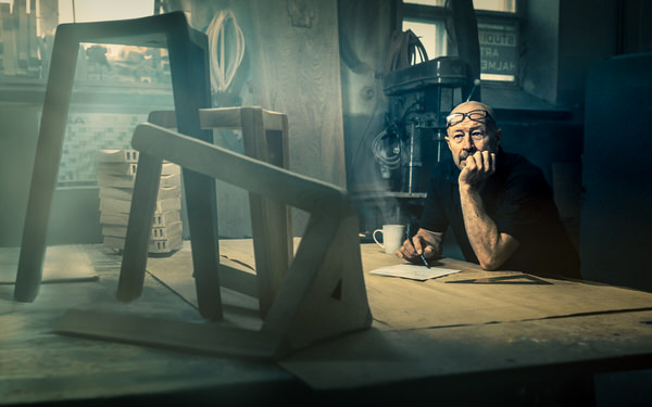 Photograph Juhamatti Vahdersalo Cabinet Maker Arto Halmetoja on One Eyeland