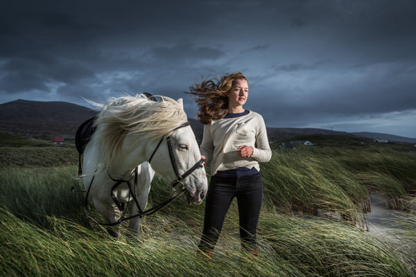 Photograph Laurence Winram Joanna With Her Horse On Luskintyre Beach on One Eyeland