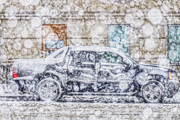 Photograph Mitchell Funk Black Car In Snow on One Eyeland