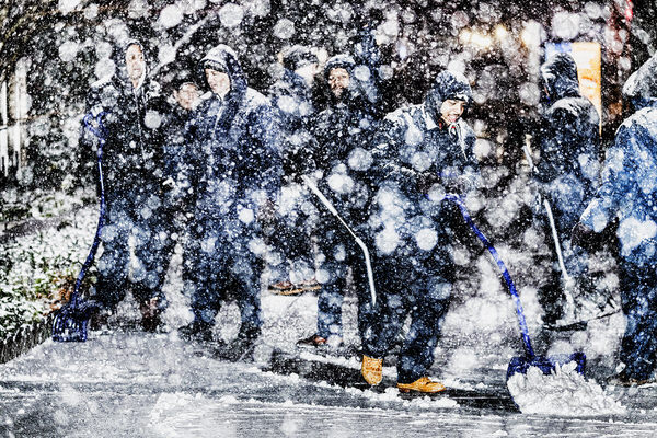 Photograph Mitchell Funk Snow Shovelers on One Eyeland