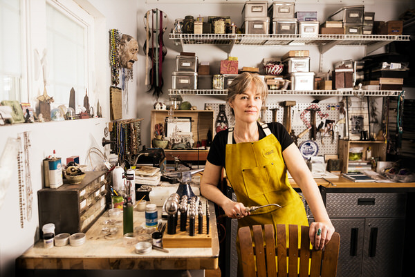 Photograph Laura Barisonzi Jeweler In Her Studio on One Eyeland
