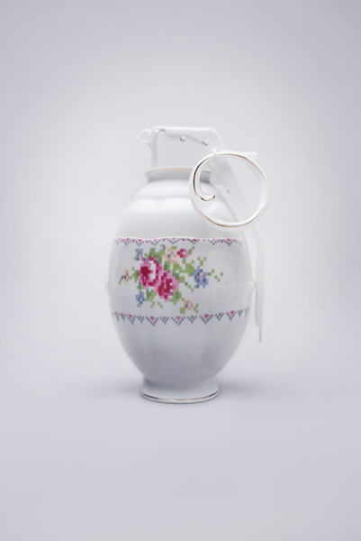 Photograph David Krovblit Bone China Grenade  Petit Point on One Eyeland
