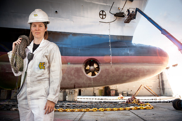 Photograph Robb Scharetg Chief Mate At The Bow Thruster on One Eyeland