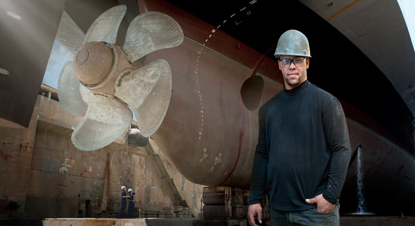 Photograph Robb Scharetg Dock Workers In Drydock on One Eyeland