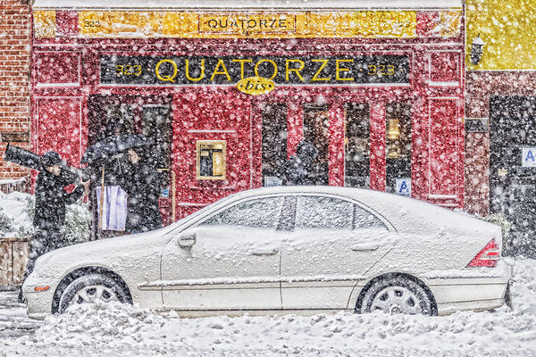 Photograph Mitchell Funk White Car In The Snow on One Eyeland
