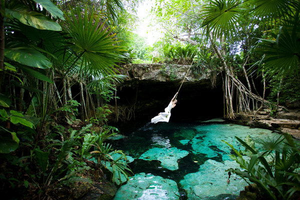 Photograph Vincent Van Den Berg Cenote Bride Swing on One Eyeland