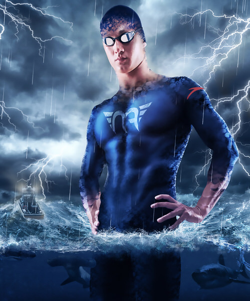 Photograph Weston Fuller Swimswam Aquaman Superhero on One Eyeland