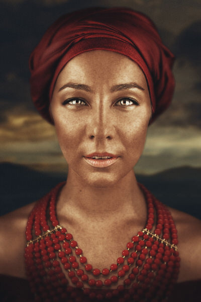 Photograph Grigorii Goriachev Inga Portrait In Red on One Eyeland