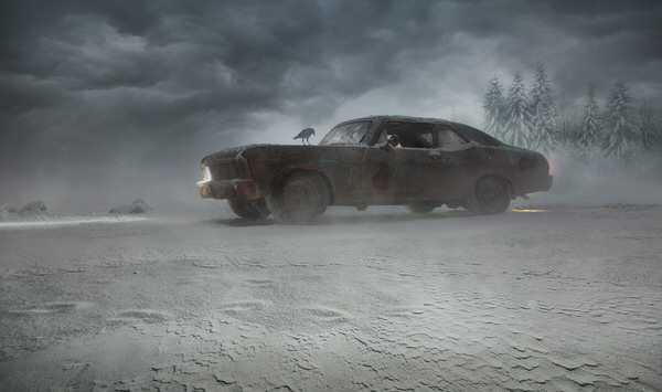 Photograph Ramiro Cueva Chevy Nova Accident on One Eyeland