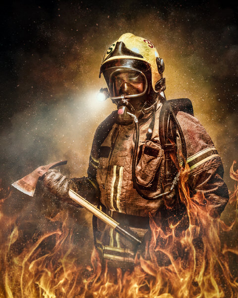 Photograph Juhamatti Vahdersalo Firefighter on One Eyeland
