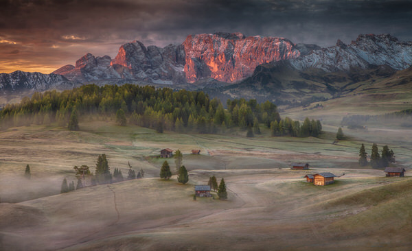 Photograph Peter Svoboda Burning Mountains Over The Frozen Meadow on One Eyeland