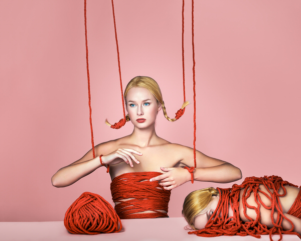 Photograph Elena Paraskeva Hanging From A Threat on One Eyeland