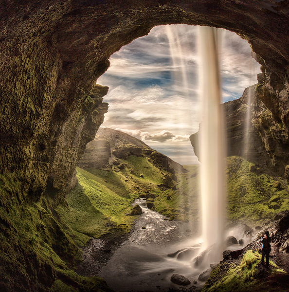 Photograph Peter Svoboda Inside The Cave Behind The Waterfall on One Eyeland