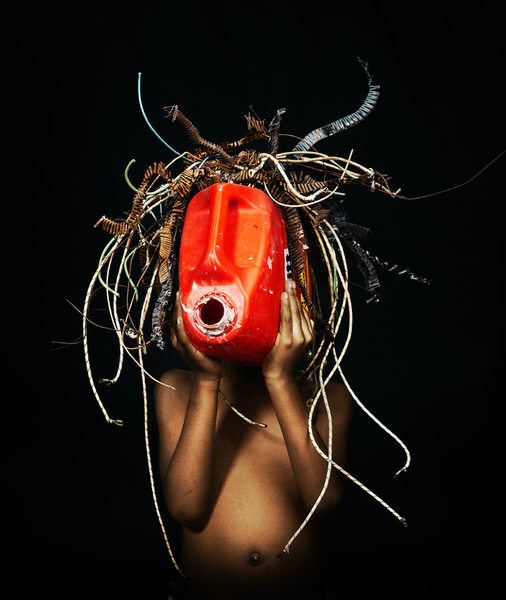 Photograph Shawn Van Eeden African Trash Mask Red on One Eyeland