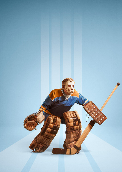 Photograph Onni Wiljami Kinnunen Ice Hockey Goalie on One Eyeland