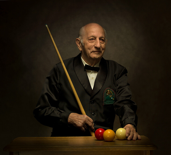 Photograph Peter Kemp 92 Year Old Bilyard Teachter on One Eyeland