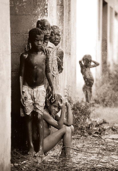 Photograph Elmer Laahne Boys In Rain on One Eyeland