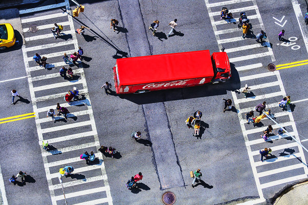 Photograph Mitchell Funk Street Scene From Above on One Eyeland