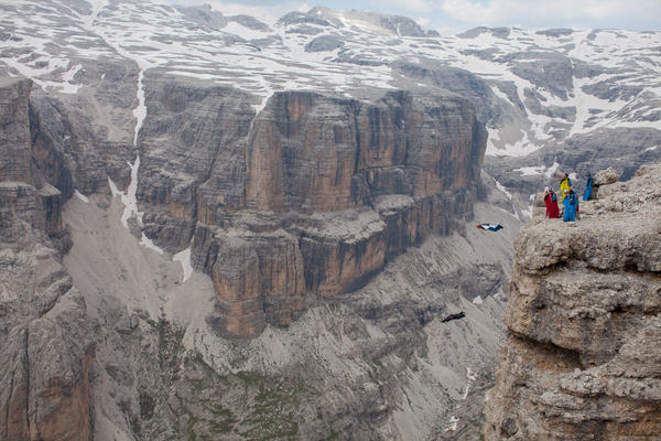 Photograph Woods Wheatcroft Wingsuit Base Dolomites Italy on One Eyeland