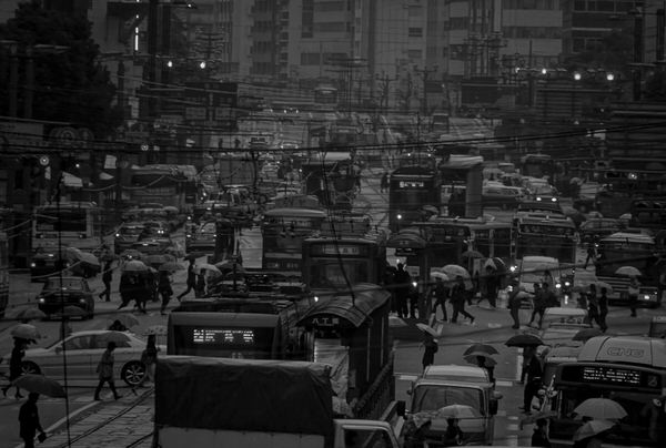 Photograph Yoshitaka Aida Crowded Hiroshima City In The Rain on One Eyeland
