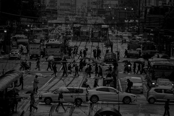 Photograph Yoshitaka Aida Crowded Hiroshima City In The Rain on One Eyeland