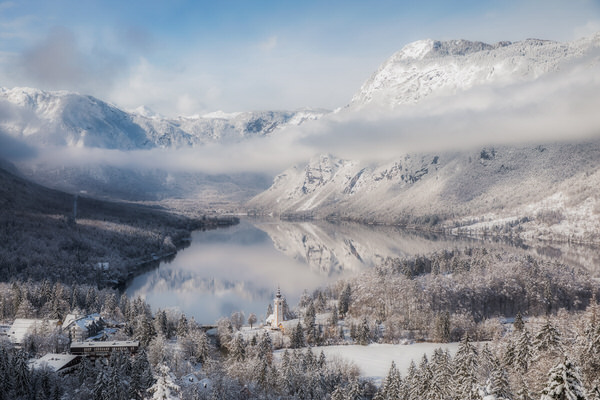 Photograph Jaka Ivancic Snowy Lake Bohinj on One Eyeland