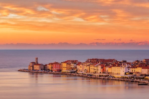 Photograph Jaka Ivancic Fiery Winter Sunset Above Piran on One Eyeland