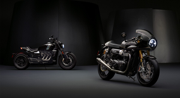 Photograph Nigel Harniman Triumph Tfc Thruxton And Rocket on One Eyeland