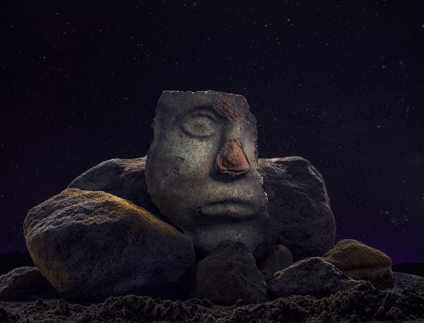 Photograph Grisha Tuikanov Antique Stone Face on One Eyeland