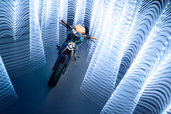 Photograph Nigel Harniman Royal Enfield Motorcycles Kx Concept on One Eyeland