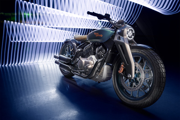 Photograph Nigel Harniman Royal Enfield Motorcycles Kx Concept on One Eyeland