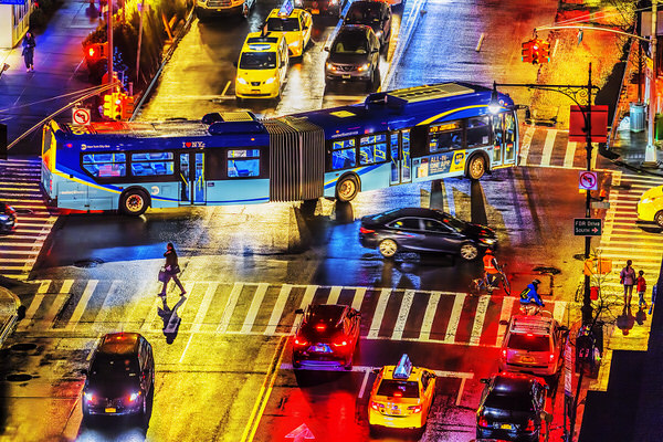 Photograph Mitchell Funk Big Blue Bus on One Eyeland