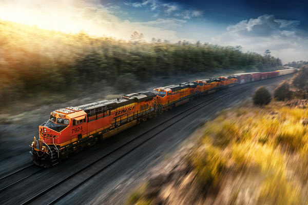 Photograph Blair Bunting Freight Train Sunrise on One Eyeland